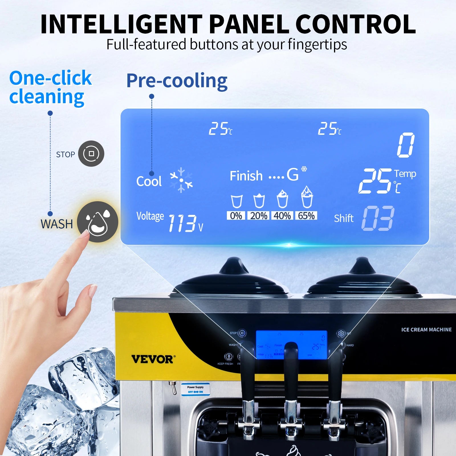 22-30 L/H Soft Ice Cream Machines Commercial Tricolor Desktop Sweet Cone Freezing Equipment Vending Machine