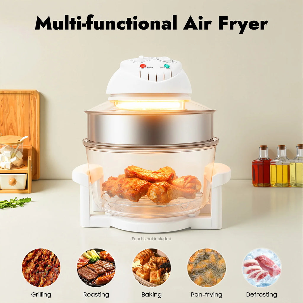 110V 17.96Qt Air Fryer 1200-1400W 360° Hot Air Circulation Oil-Free Cooker with Grill Rack for Home Kitchen