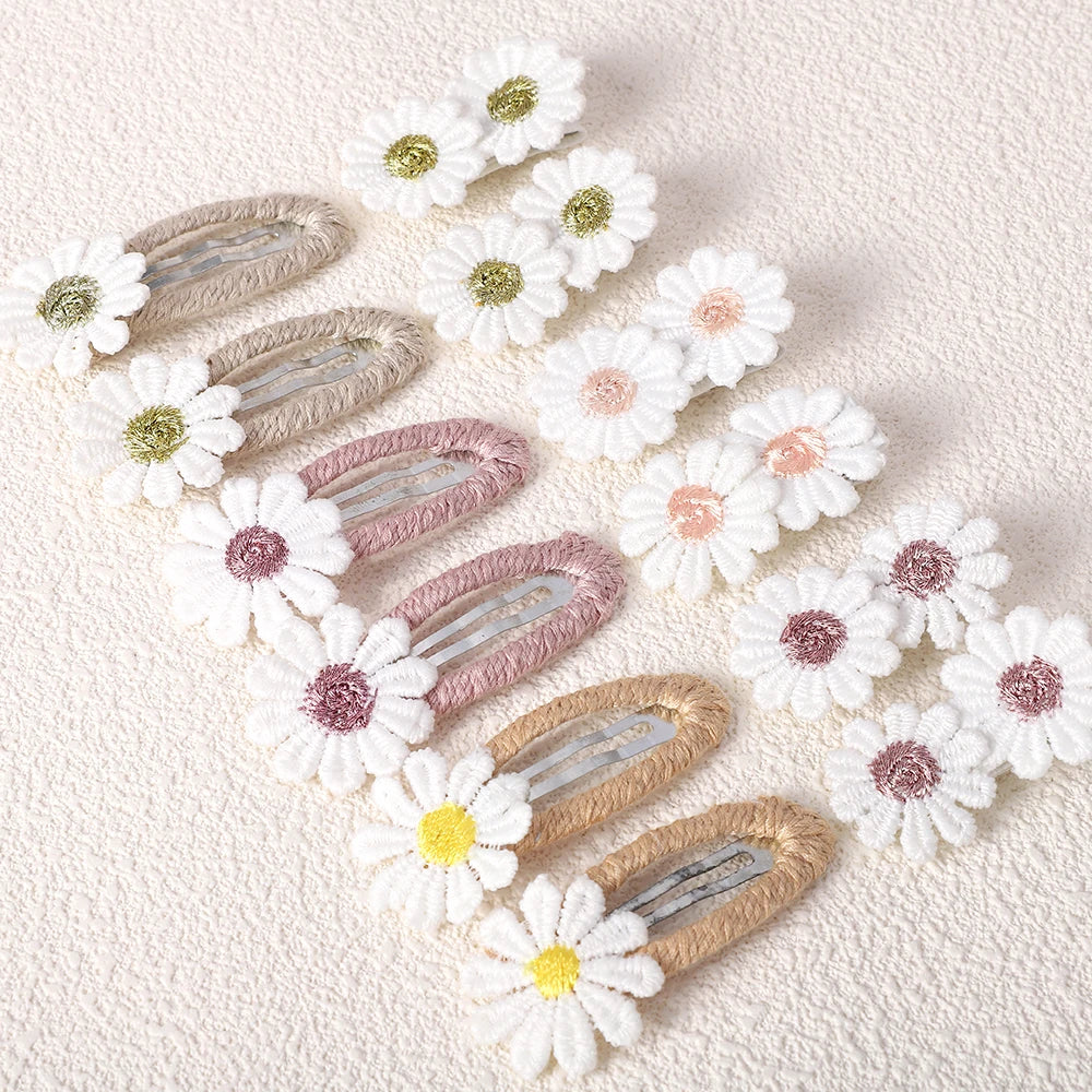 1/2/4 set Ins Daisy Flower Hair Clips Baby Girl Hairpins for Kids Lace White Barrette Princess Hooks Infant Accessories