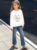 Children's Cotton Crewneck Sweatshirt Cream Ice Cream with Rabbit and Strawberry Design for Boys /Girls Soft Fleece Casual Wear