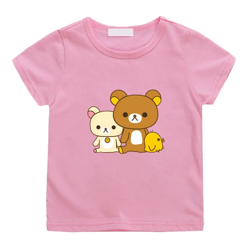 100% Cotton T-shirt  Bear Print Kawaii T-shirt Children Cartoon Boy Girls High Quality Tops kids clothes
