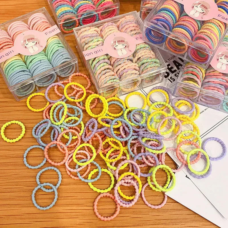 90pcs/set Candy Color Hair Rope for Kids High Stretch Hair Tie Fashion Girl Scrunchies