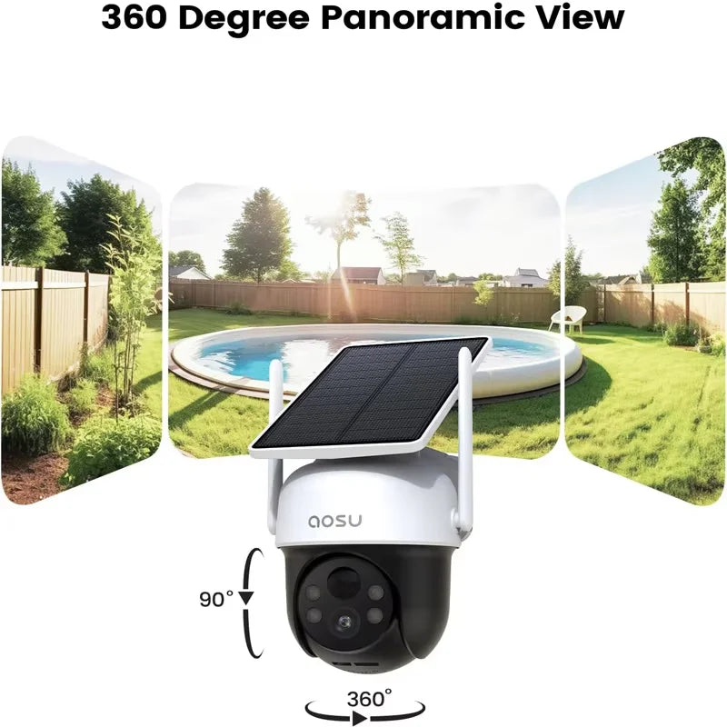 2/4/6/8pcs 3MP Solar Camera 5000mAh Battery Two-way Audio Security Camera Wireless Solar Panel PTZ CCTV Camera