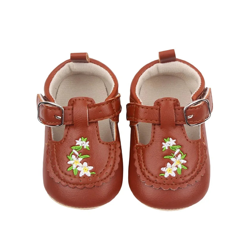 Cute Baby Girls Bowknot Comfortable PU Leather Non-slip First Walker Shoes for Toddler Princesses