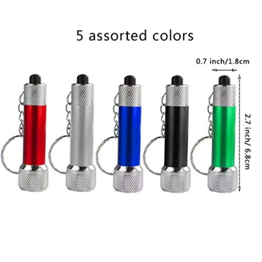 20 Packs Mini LED Flashlights, 2.7 Inch Pocket Flashlight Keychain 5 Bulbs LED for,Camping, Party, 5 Colors