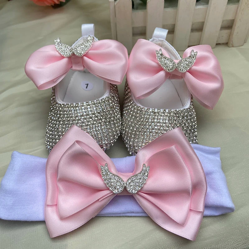 Dollbling Baby Diamonds and Pearls Custom Baby Girl Pearl Rhinestone Birthday Baptism Fancy Shoes Baby Shower Easter