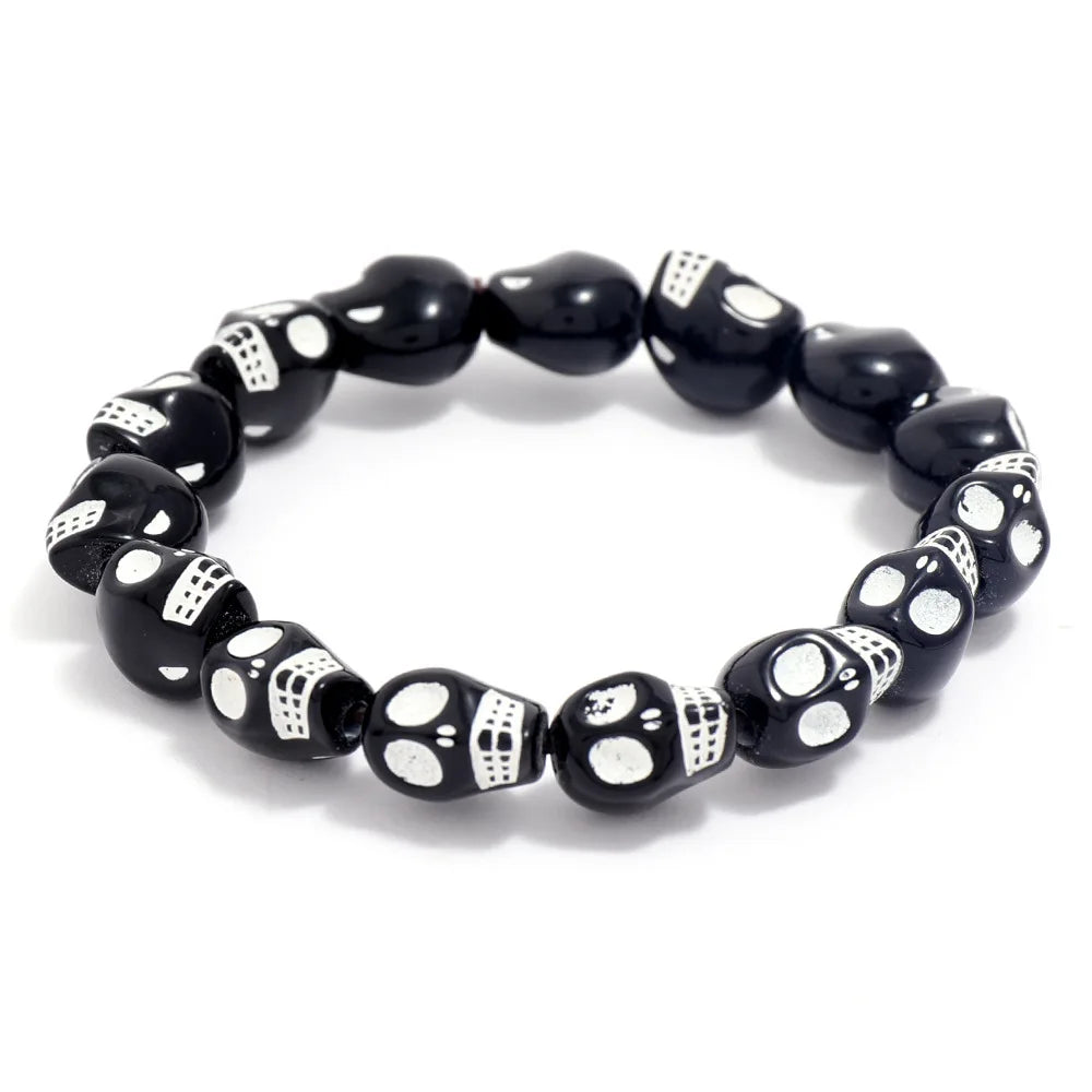 American Style Skull Bracelet for Men and Women, Vintage Ghost Bead Bracelet, Accessories