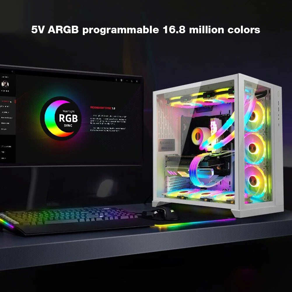 2 PCS Silicone ARGB Hose Pipe with 5V 3PIN Aura Sync Luminous Sleeve for PC Water Cooling Radiator Decoration