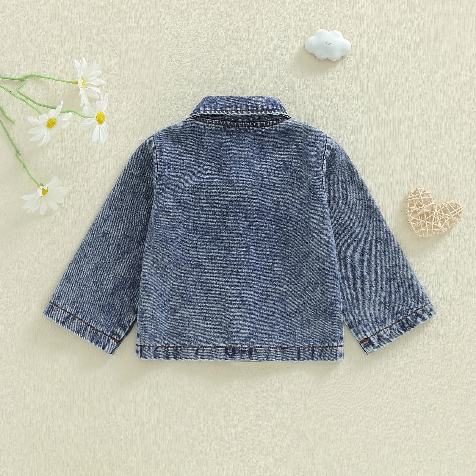 Toddler Girl Boy Jean Jacket Solid Long Sleeve Lapel Button Down Denim Coat Fall Warm Clothes