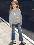 Kids Children's Cotton T-Shirt Frog on Mushroom with Moon and Stars for Boys Girls Fairy Tale Style Magical Forest Theme