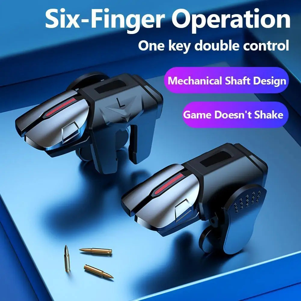 G21 Mobile Phone Game Trigger Gamepad Joystick 6 Finger Shooter Fire Button Controller Finger Sleeve for PUBG Game Controller