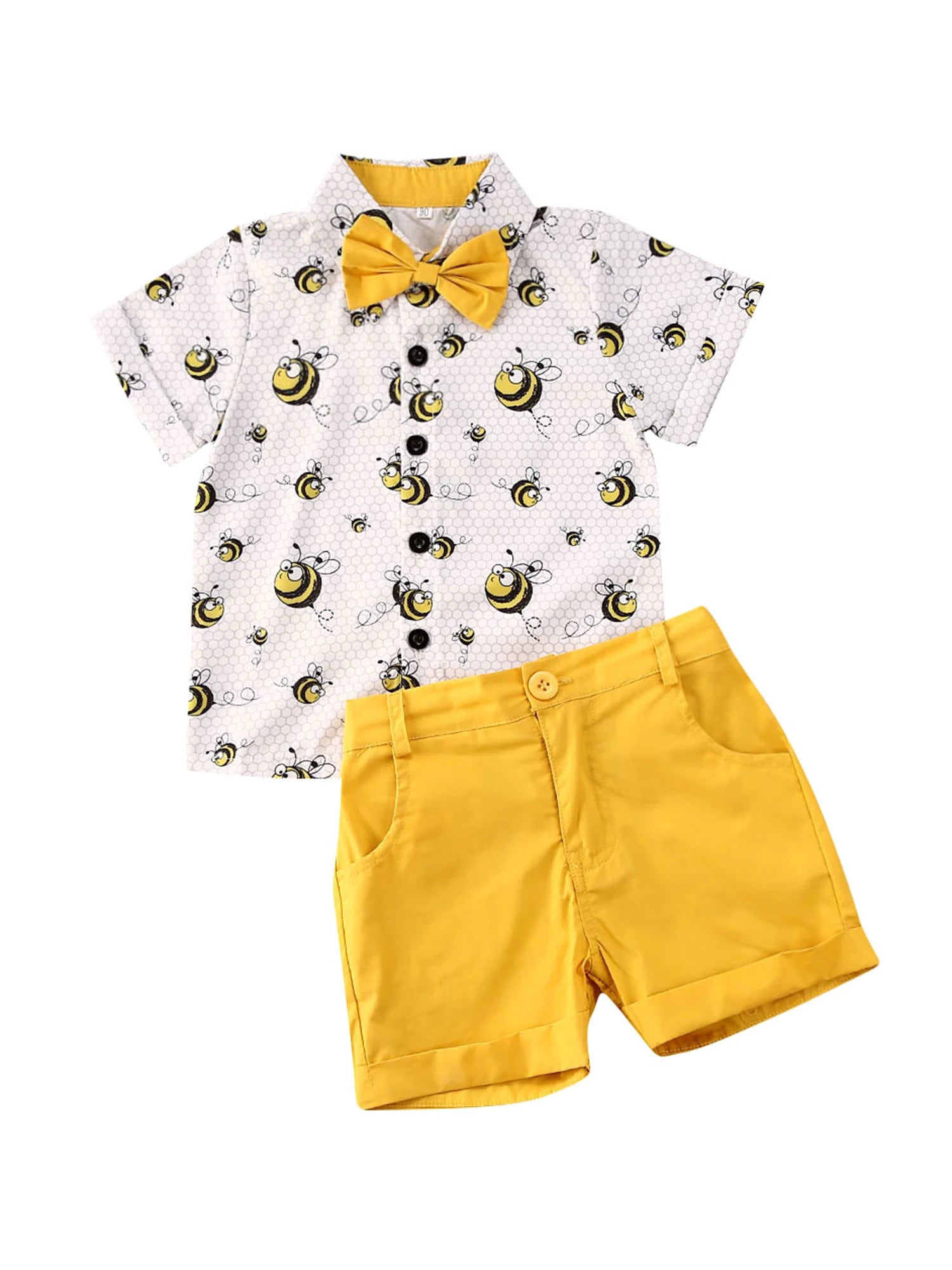 Toddler Boys Beachwear Set Short Sleeve Collared Fish Print Shirt Striped Shorts Children 2Pcs Vacation Outfits for Summer