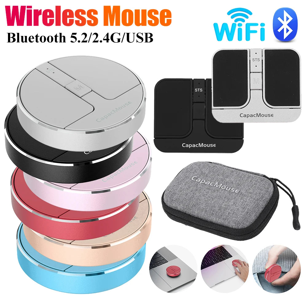 Wireless Mouse 3 Mode Bluetooth5.2/2.4G/USB Mini Capacitive Mice Ultra Thin Wireless Computer Mouse Adjustable DPI for PC Laptop