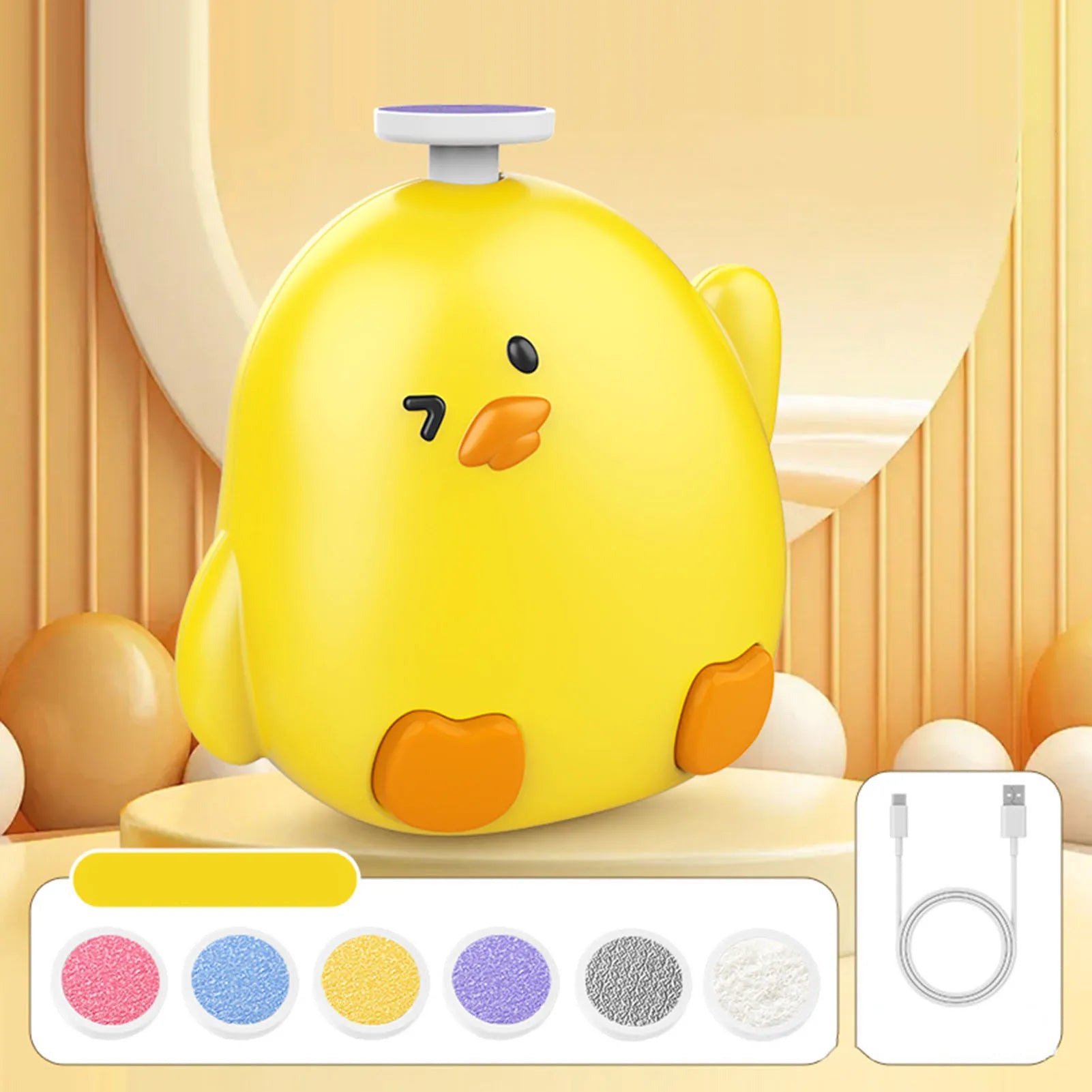 Cute chicken shape Electric Baby Nail Trimmer with 6 Replacement Grinding Heads Portable Electric Nail Clippers Baby Nail Care