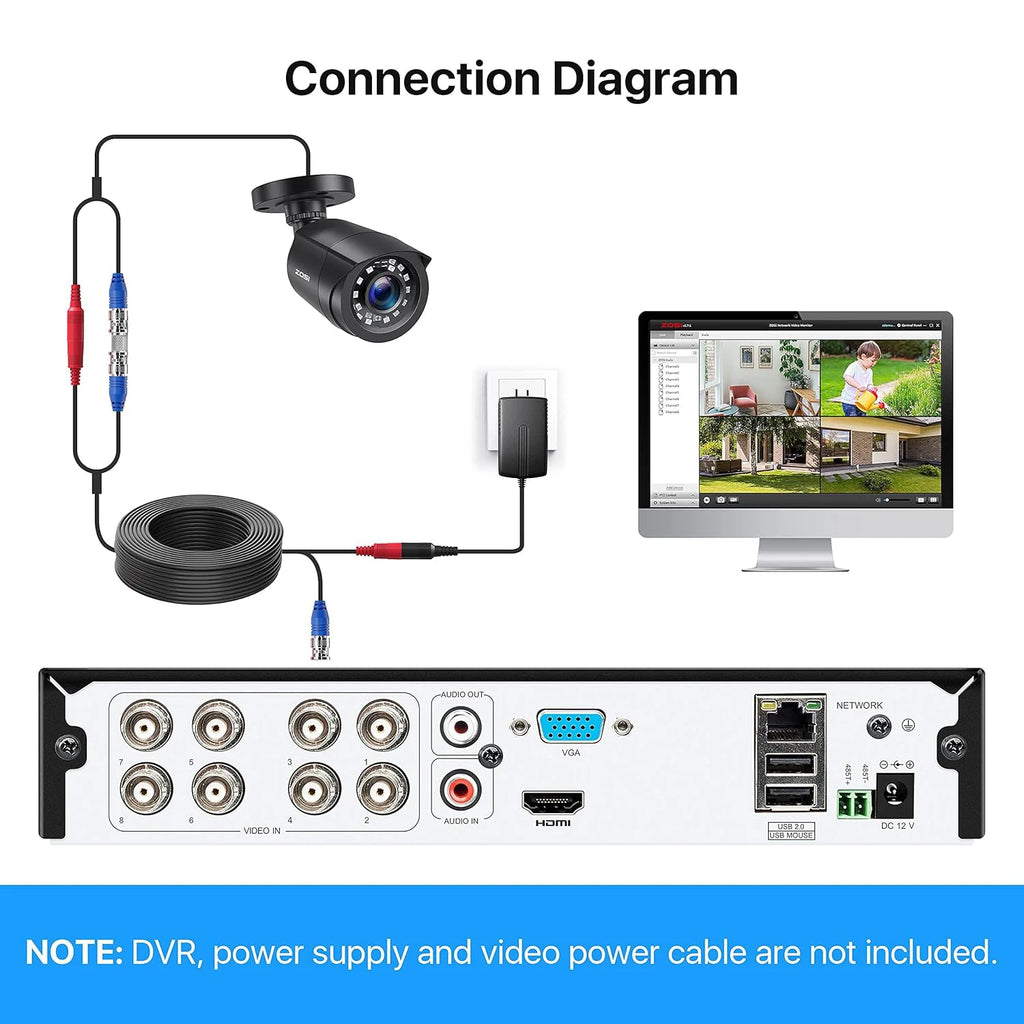 4 Pack HD TVI Security Cameras Outdoor Indoor Weatherproof Bullet Surveillance Camera for Analog CCTV DVR System