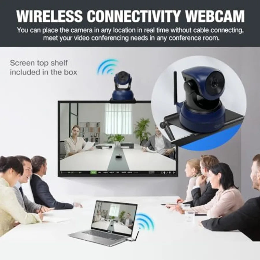 Wireless Webcam for PC, 1080P HD Streaming Camera with ABS Plastic Body in Black, Plug-and-Play USB Compatibility for Zoom, Sky