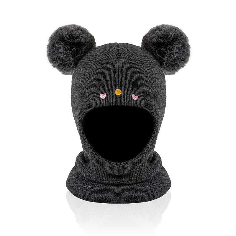 One-piece caps, scarves, ear protectors for autumn and winter, and embroidered cat headscarves for boys and girls aged 1-6