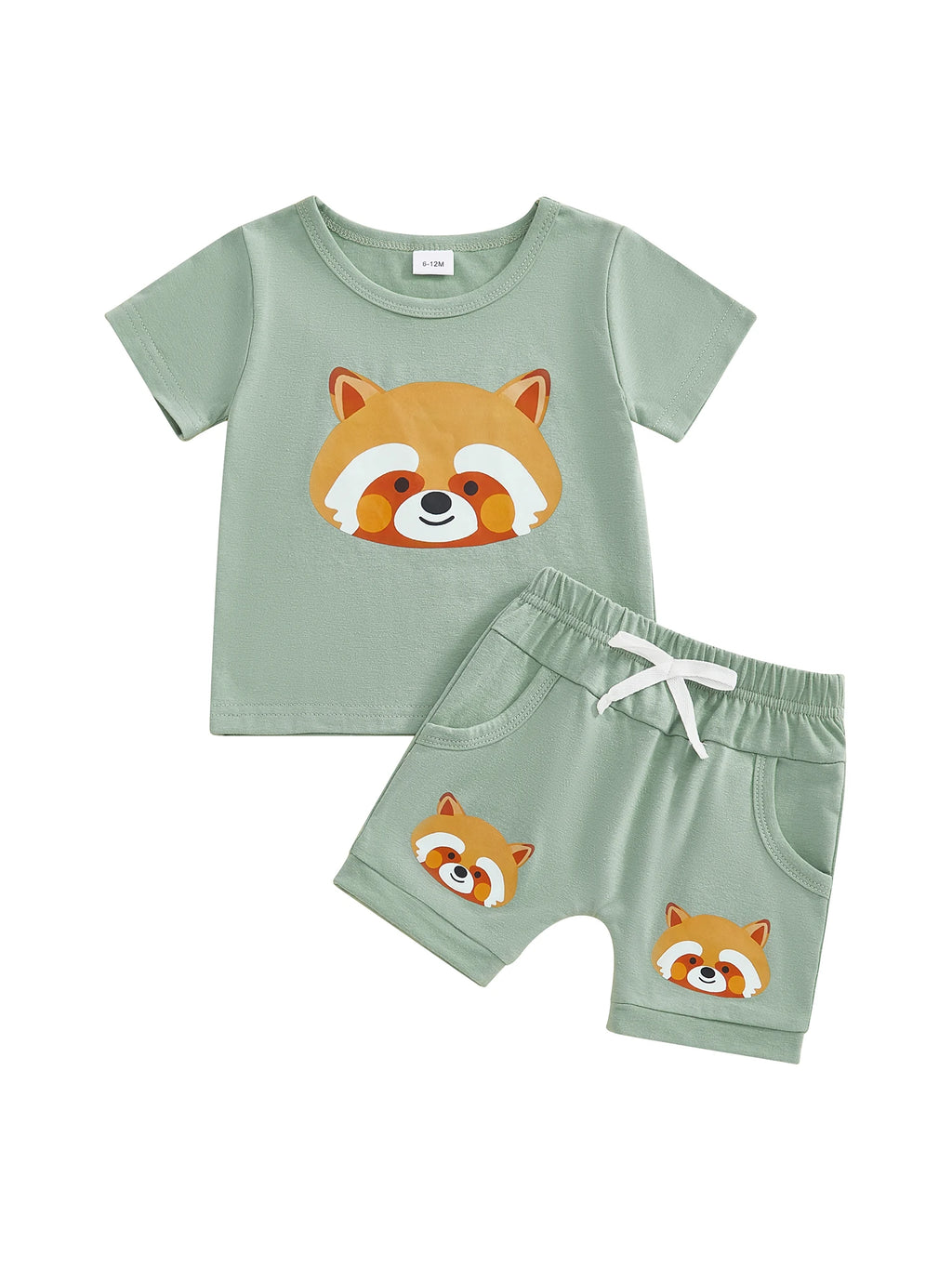 Cute Toddler Boy Summer Outfits Fox Print Short Sleeve Round Neck T Shirt and Shorts 2 Pcs Set for Playtime Fun