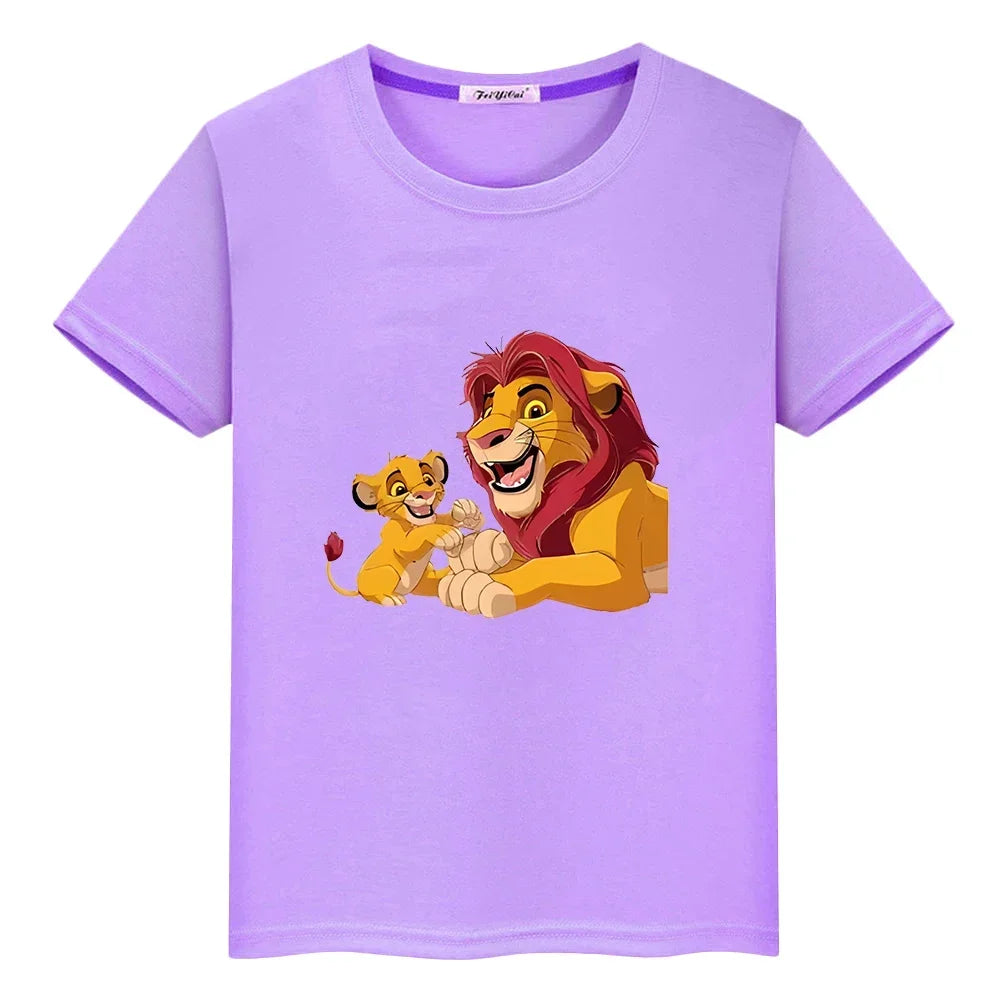 The Lion king 100%Cotton t shirt for kids boy 10 year Top  t shirt Short y2k kids clothes girls
