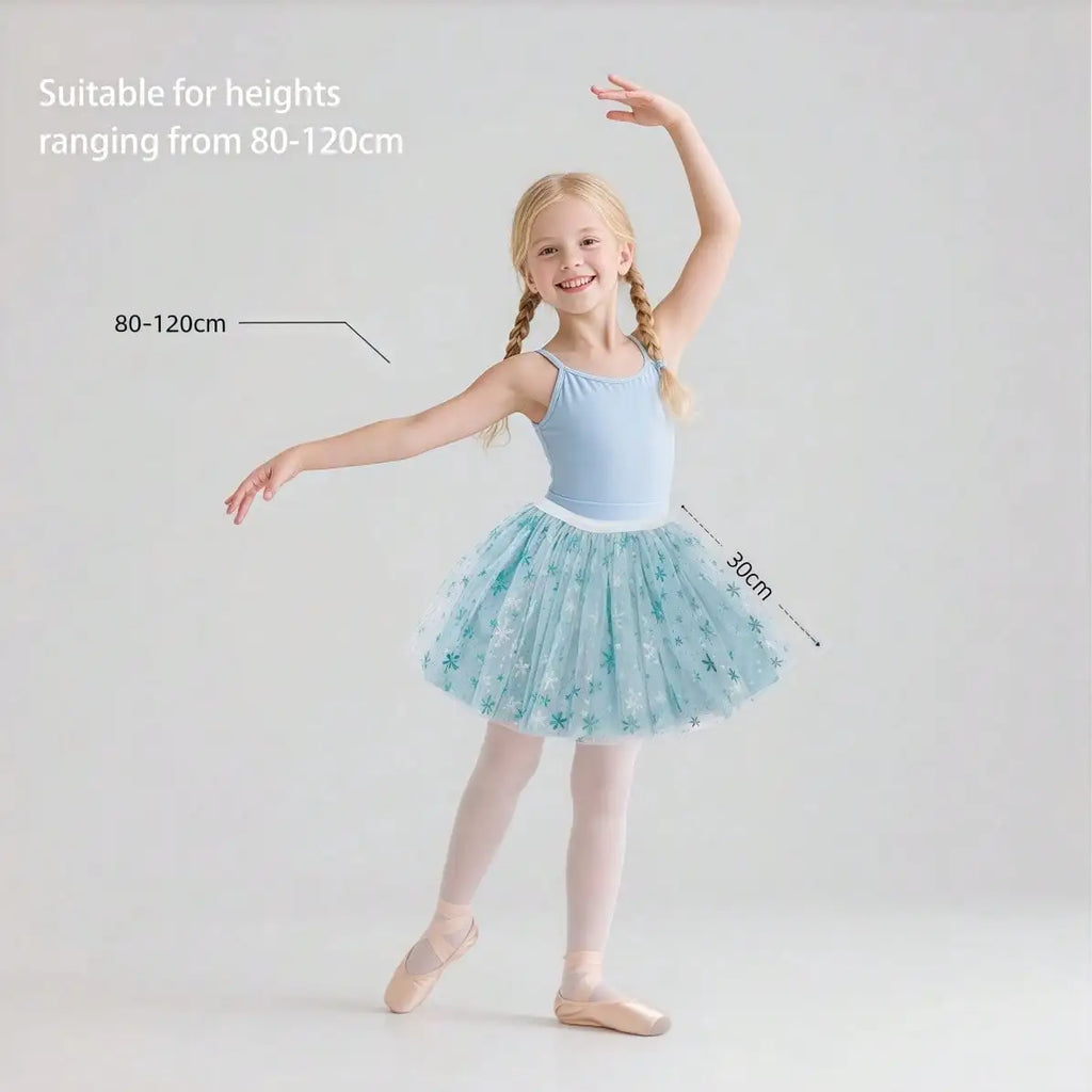 Girls Tulle Tutu Skirt with Star & Snowflake Print, 3-6 Years, Multi-Color Party Skirt