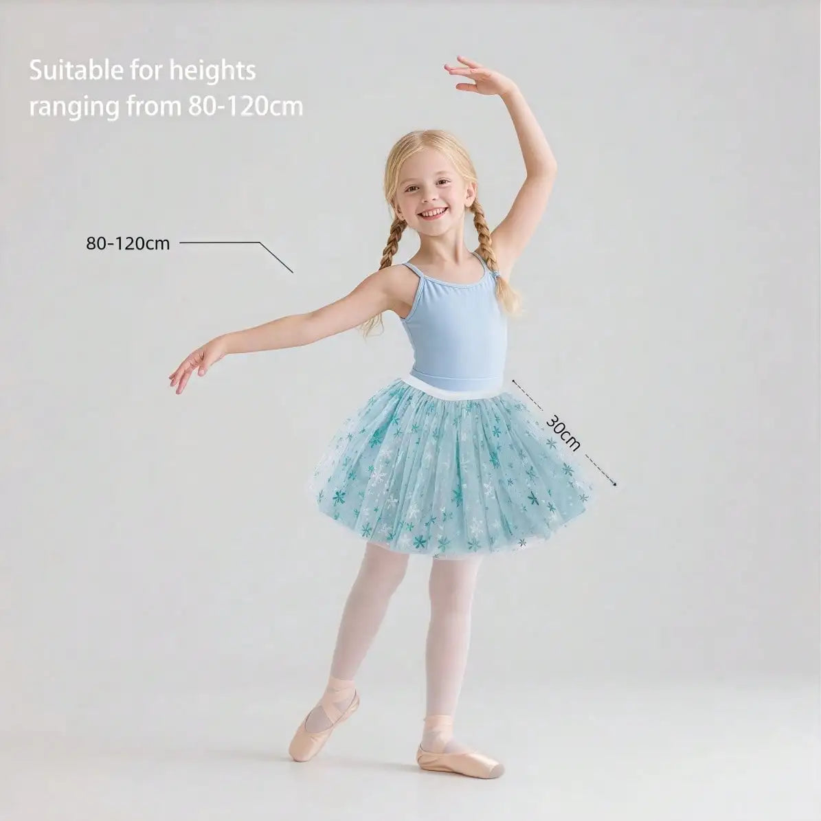 Girls Tulle Tutu Skirt with Star & Snowflake Print, 3-6 Years, Multi-Color Party Skirt