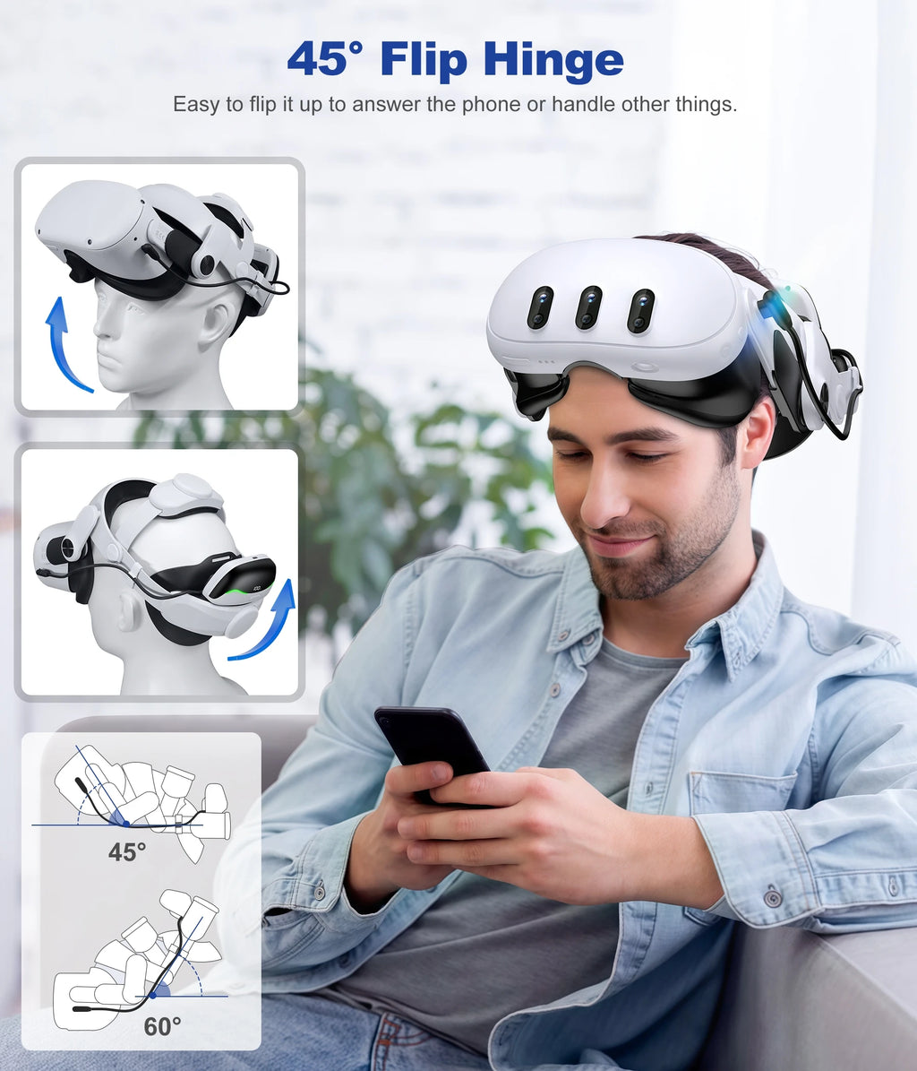 Enhanced Headband for Meta Quest 2 & Quest 3 VR – Adjustable & Extended Battery Power/Battery Charging Station