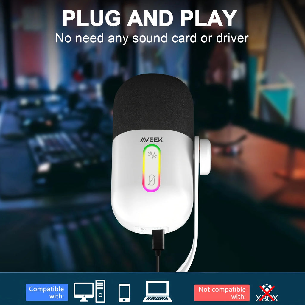 Gaming Microphone, USB Computer Microphone For PC, Mac, PS4/5, Condenser Podcast Mic For Studio Recording, YouTube, Stream