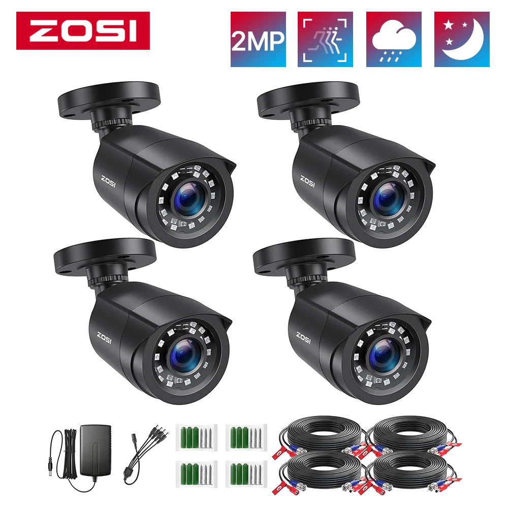4 Pack HD TVI Security Cameras Outdoor Indoor Weatherproof Bullet Surveillance Camera for Analog CCTV DVR System