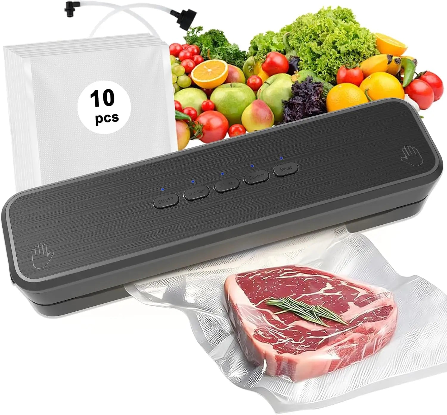 Fast-Compact/Multi-Functional Vacuum Sealer for Food with Starter Kites,