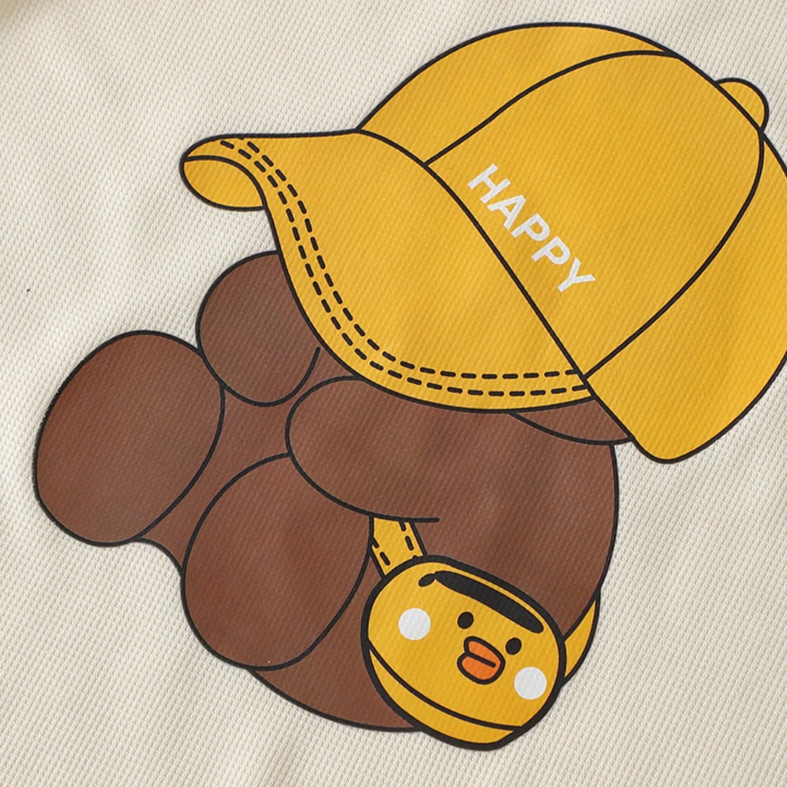 Children Boys 2pcs Tracksuits Cotton Bear Printed Short Sleeves+Shorts Kids Boys Outfits Loose Round Collar Little Boys Tee Suit