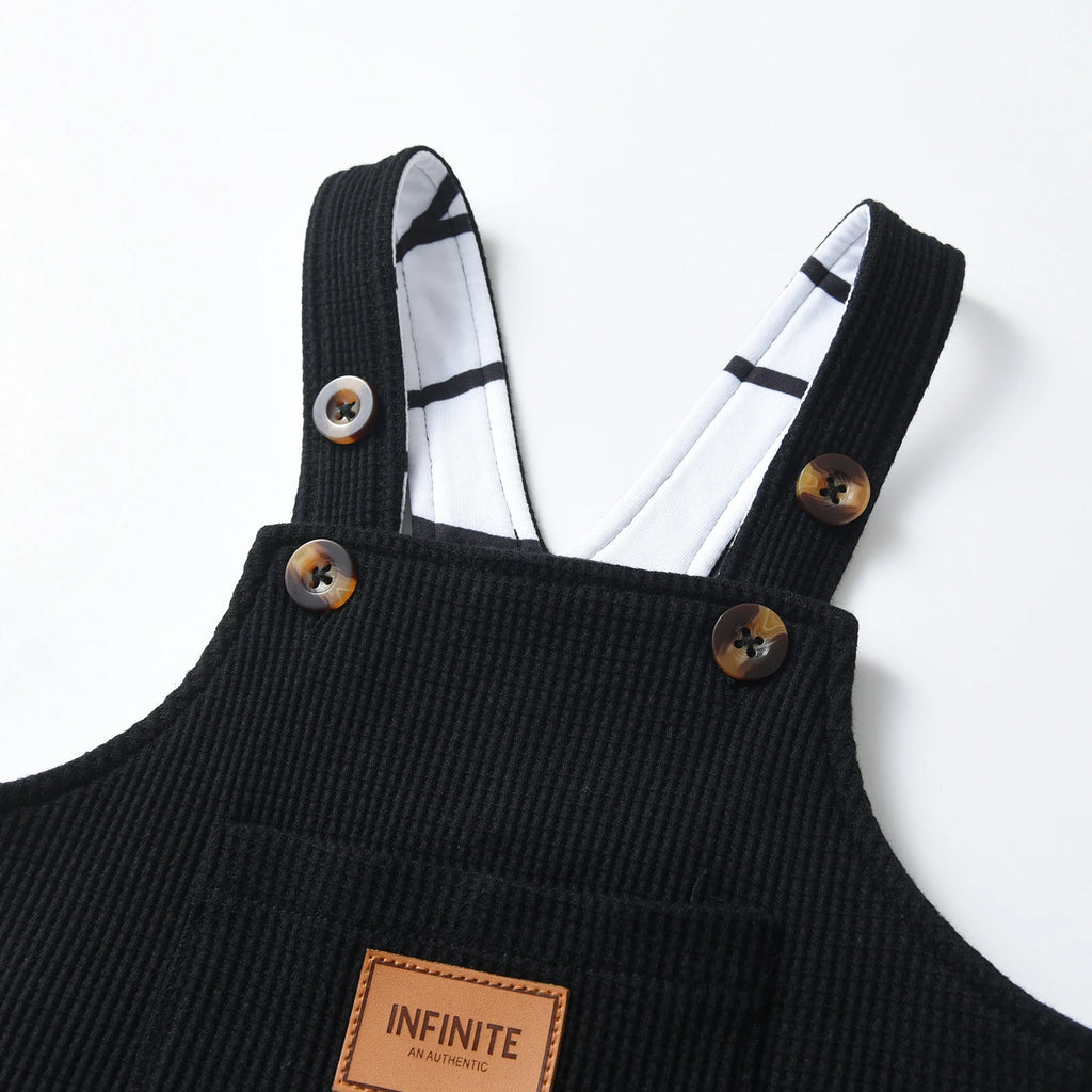 2 Pack Infant Baby Boy Overalls Clothes Solid Color Pocket Suspender Pants Jumpsuit