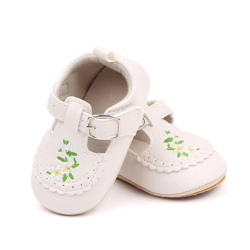 Cute Baby Girls Bowknot Comfortable PU Leather Non-slip First Walker Shoes for Toddler Princesses