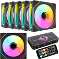 RGB Fans:6 pack 120mm PWM ARGB Case Fan with Fan Hub and Remote,Speed Control,PWM Control Fan for Computer Case