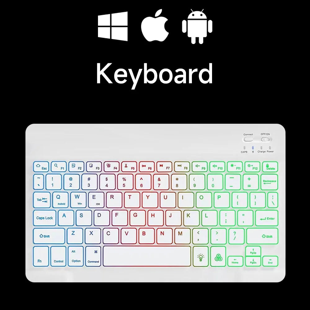 10 inch RGB Backlit Rechargeable  Bluetooth Keyboard Wireless Keyboard Bluetooth Mini Keyboard