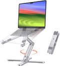 360° Rotating Laptop Stand for Desk,  Foldable Computer Riser, Adjustable Height & Angle, Fit MacBook Air Pro Dell HP 11-16 inch, Silver
