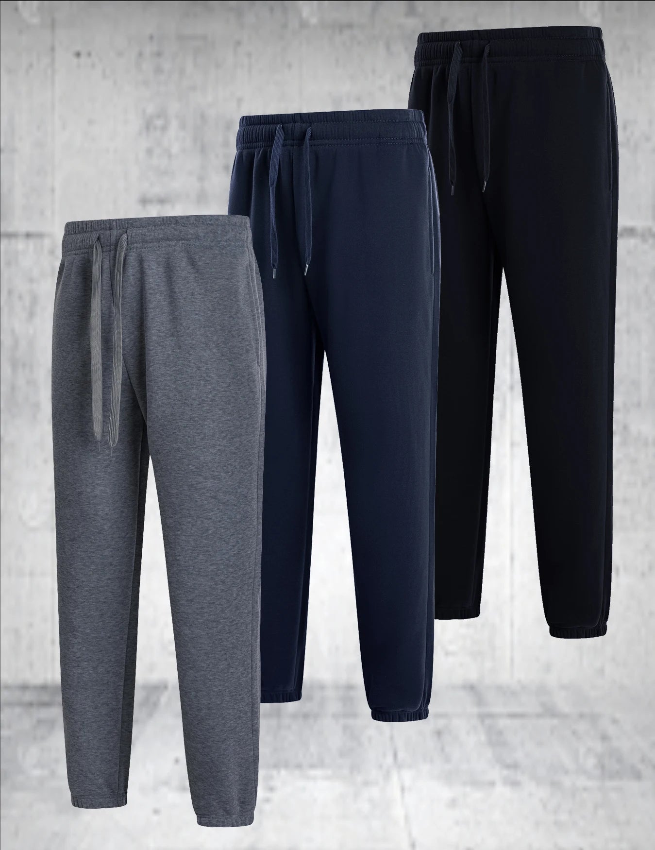 3 pieces of men's solid color casual sports pants - breathable lightweight suitable for daily wear