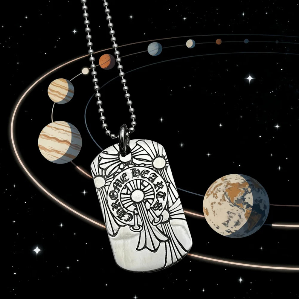 Sterling silver retro old multi-cross tag necklace American men and women