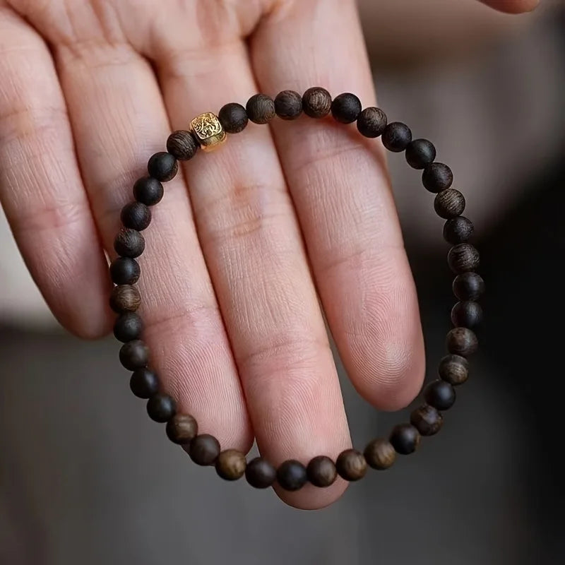 Vintage Style Handmade Wooden Bead Bracelet for Men and Women Simple and Daily Bracelet Accessories