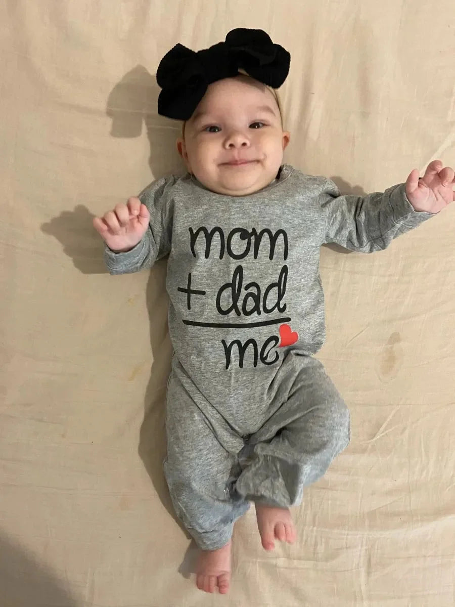 Newborn Infant Baby Boys Girls Rompers Long Sleeve Letter Print Jumpsuit