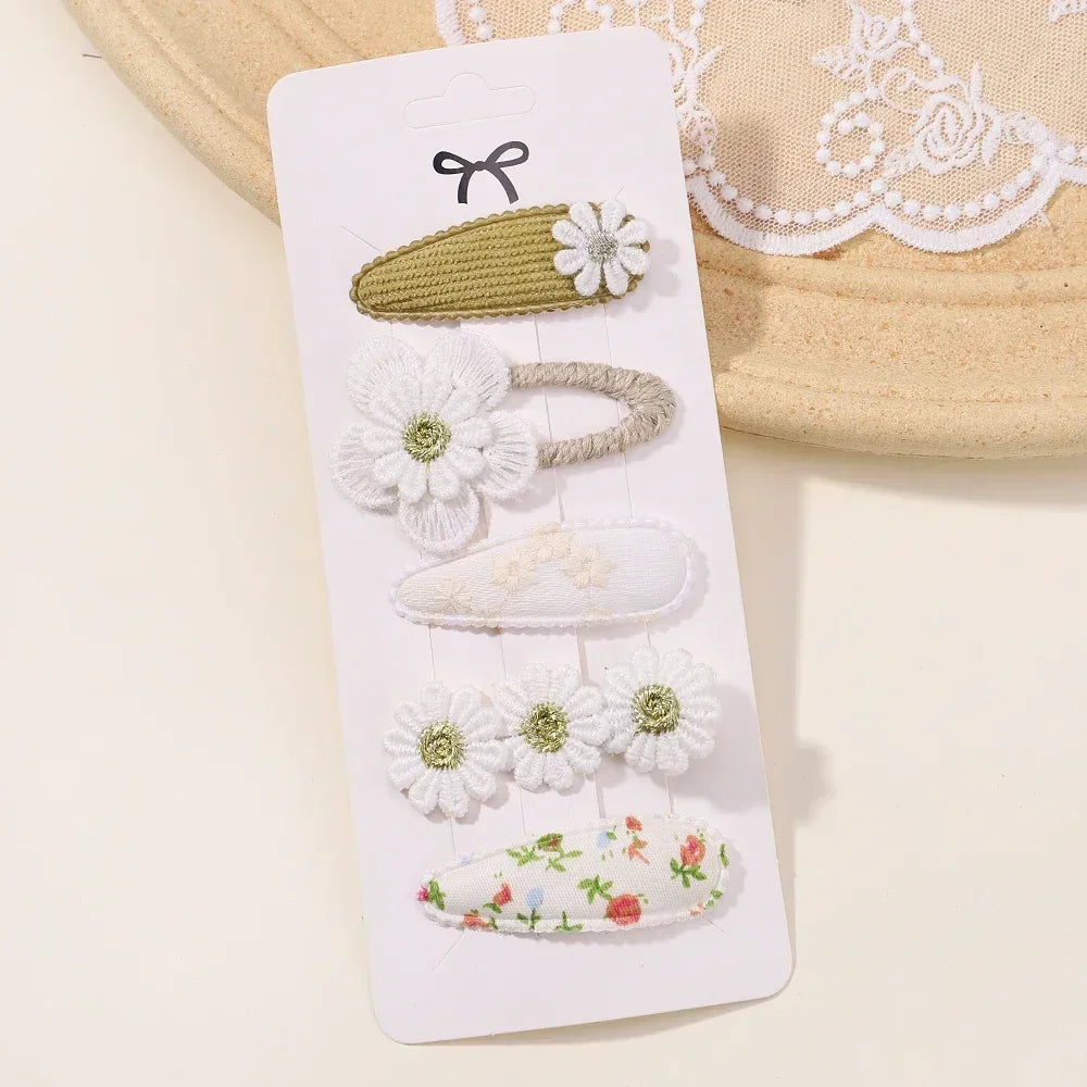 5Pcs/Set Mini Baby Girl Hair Clip Cute Floral Bow Bunny Princess Hairpin for Toddler Girl Lovely Bang Side Clip Hair Accessories