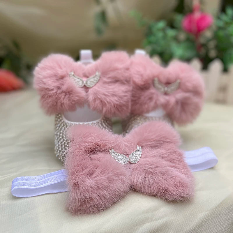 Dollbling Baby Diamonds and Pearls Custom Baby Girl Pearl Rhinestone Birthday Baptism Fancy Shoes Baby Shower Easter