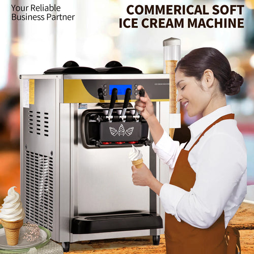 22-30 L/H Soft Ice Cream Machines Commercial Tricolor Desktop Sweet Cone Freezing Equipment Vending Machine