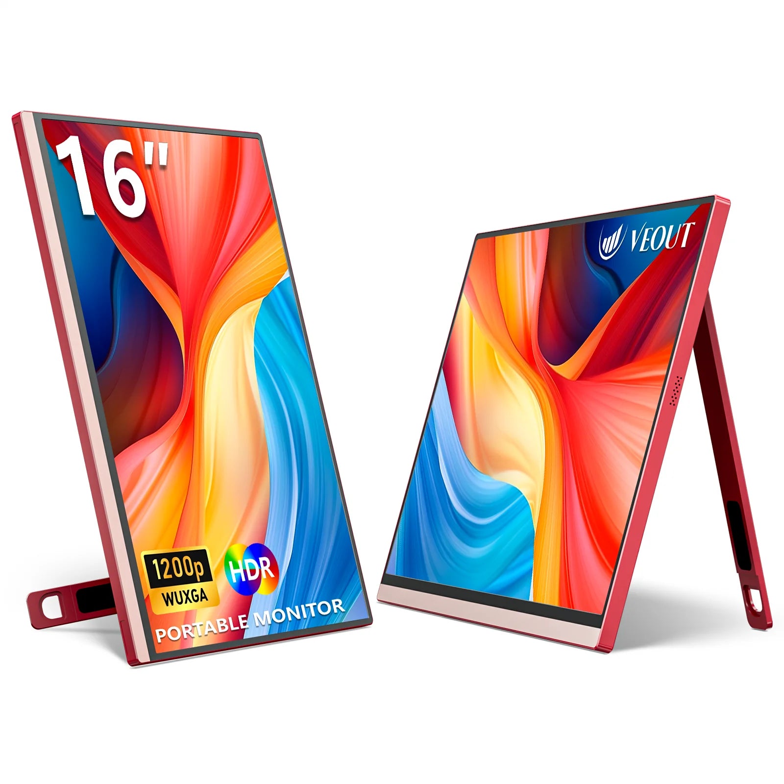 16“portable monitor 1920*1200P IPS,USB-C/HDMI, Free Syn 0.3" Ultra-Slim,Kickstand,4 Colors-Ideal for Gaming, Travel & Office