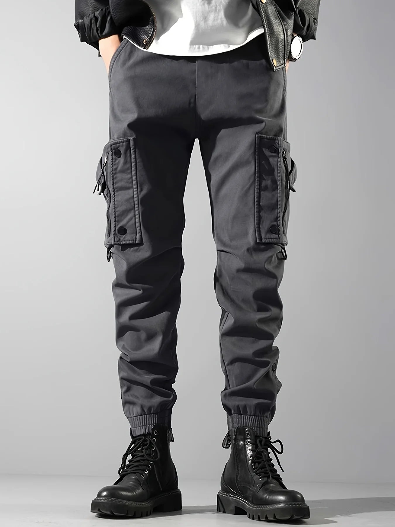 Multi-pockets Ribbons Bandage Tactical Tech wear Cargo Pants Men's/ Hip Hop Joggers Casual Streetwear