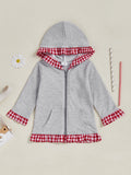 Children s Girls Plaid Hoodie with Zipper Closure Long Sleeve Sweatshirt Jacket for Everyday Casual Wear and Activities