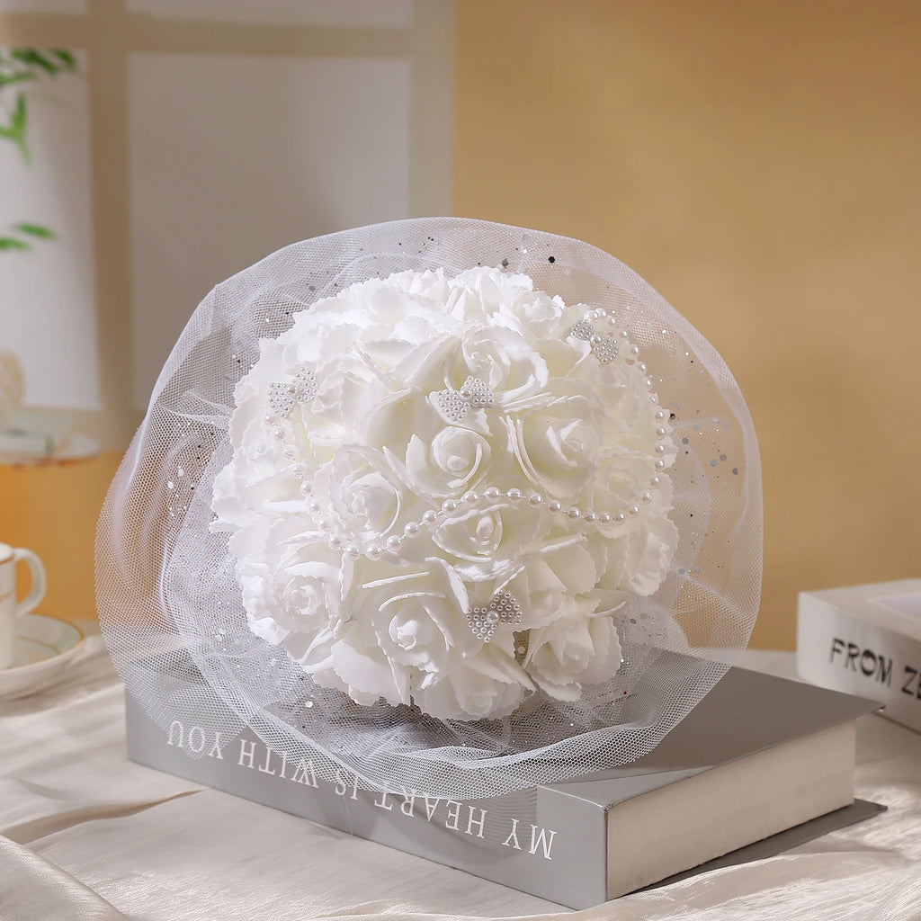 1pc bouquet of artificial hand bouquets, love, beautiful creative pearl design, suitable for the weddings