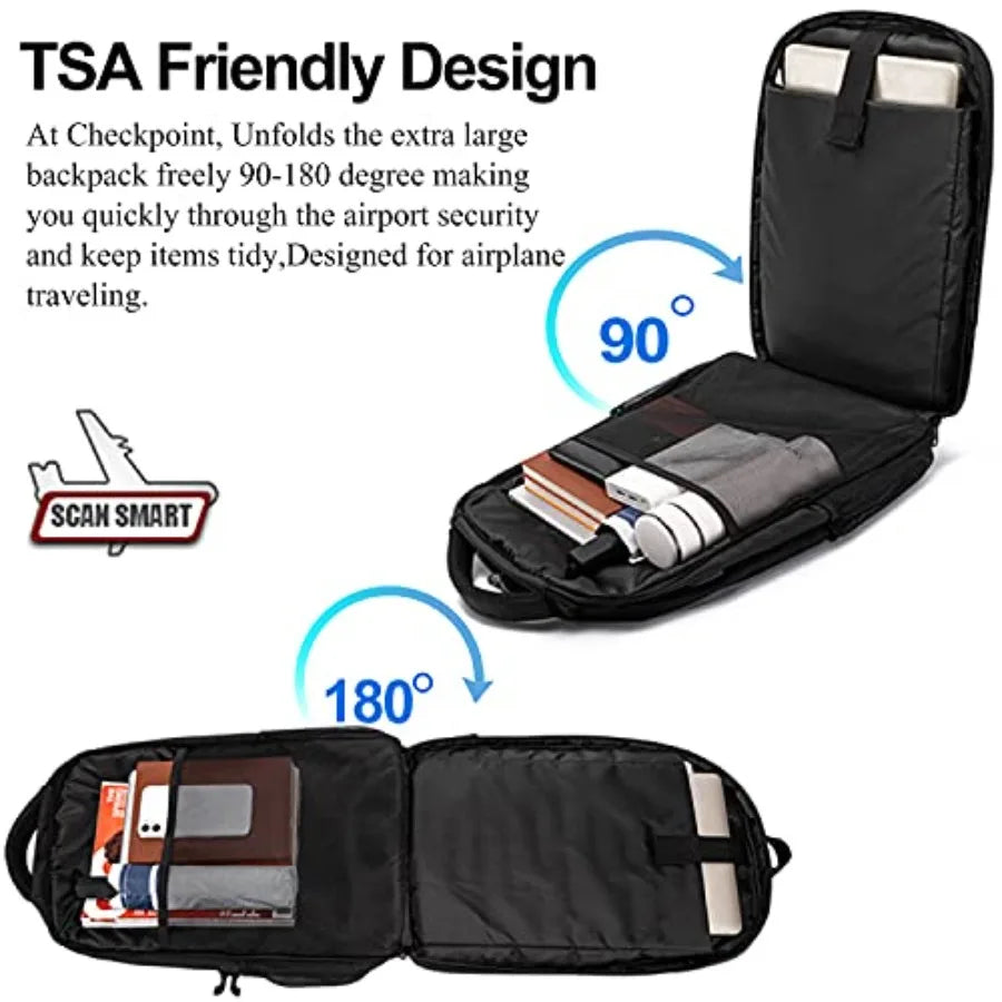 18.4 inch Laptop Backpack, Extra Large Backpack for Men 55L, Water Resistant Travel Backpack with USB Charging Port, TSA Friend