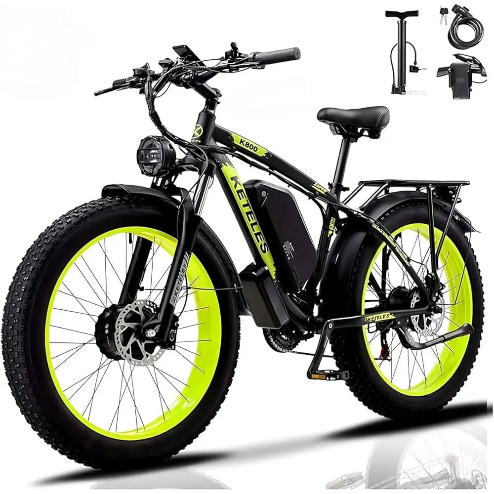 Electric Bike or Adults, AWD Ebike Dual Motor 4000W Peak, 26'' at Tire Ebikes with 48V 22.4AH Battery Hydraulic Disc Brake Ele