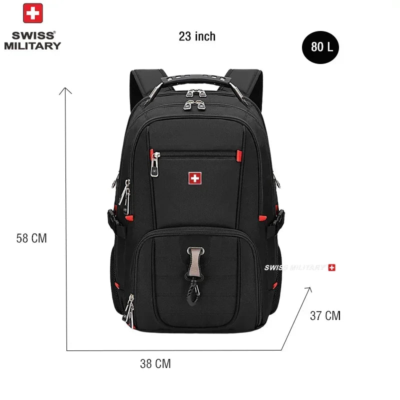 SWISS 17' Laptop Backpack Waterproof USB Charge Port Swiss-style Multifunctional Rucksack Schoolbag Mochila Hiking Travel Bag