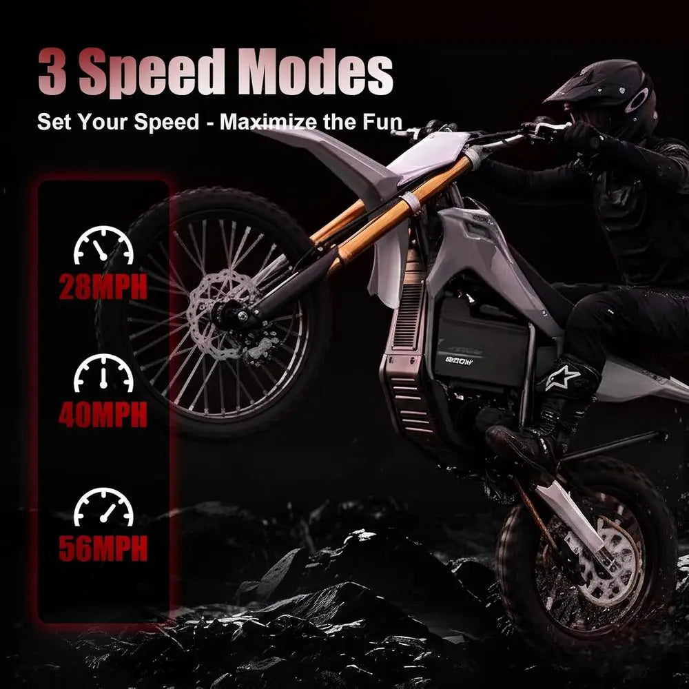 KOOZ 72V 8000W Electric Dirt Bike or Adult,HP131E-L Electric-Motorcycle with 35AH Lithium Battery,Top Speed 56 MPH with 19"/16"